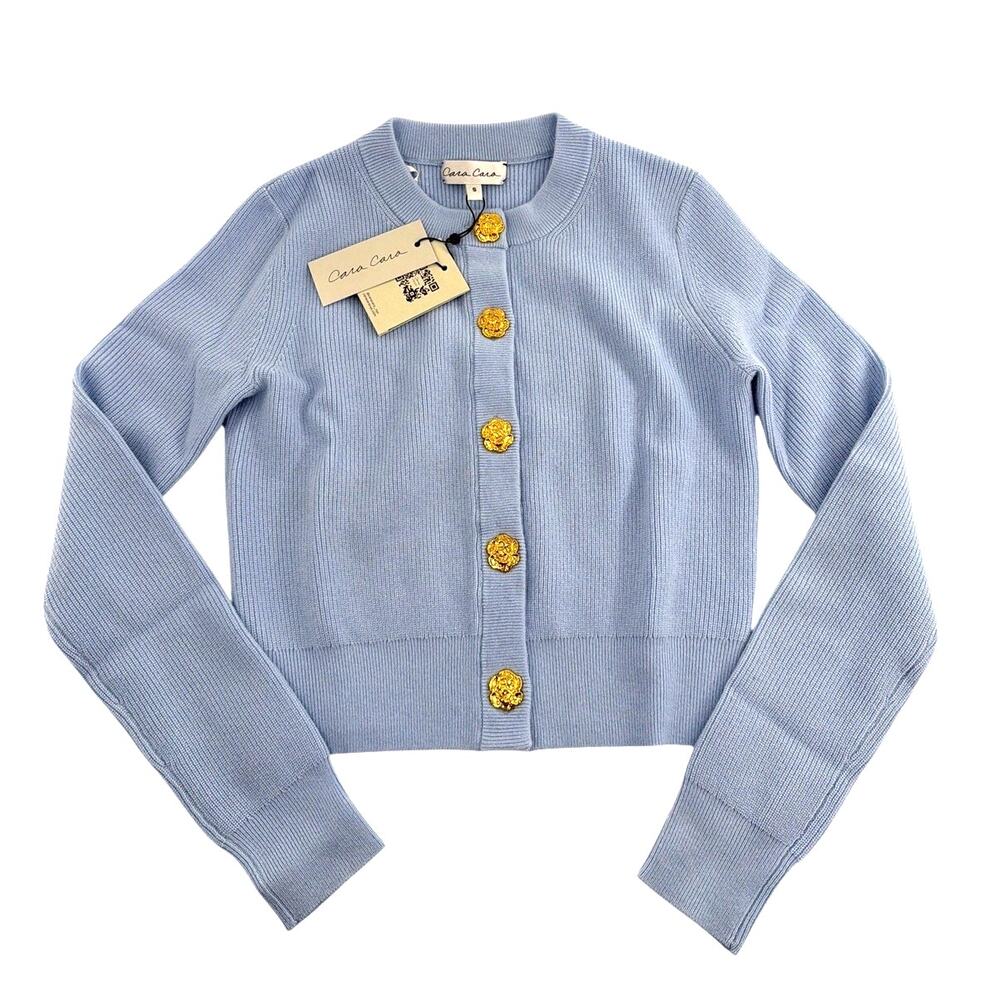 Cara Cara Women's Light Blue Crewneck Ellery Cardigan Sweater Size S - Picture 5 of 10
